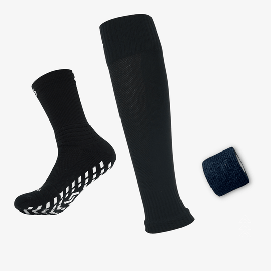 Player Pack Grip Socks + Leg Sleeves + Bandage Tape Black - FITZ AUSTRALIA
