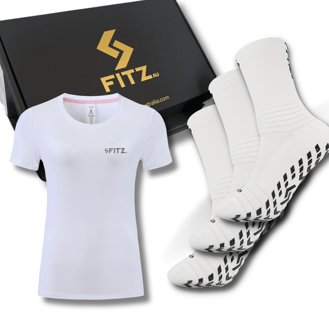 Workout Pack 3 Grip Socks and 1 Free Active Shirt - Gift Box - FITZ AUSTRALIA