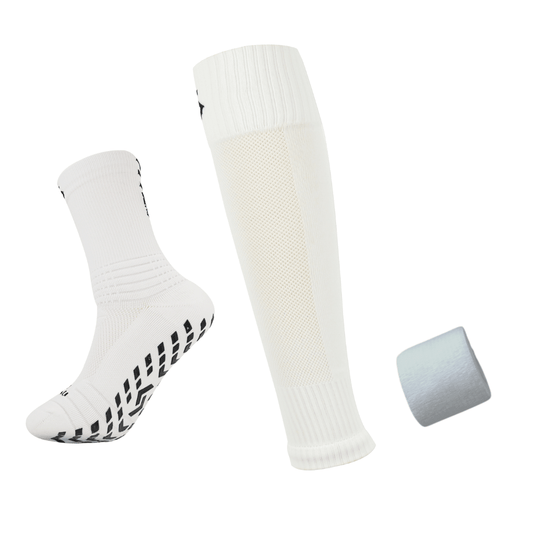 Player Pack Grip Socks + Leg Sleeves + Bandage Tape White - FITZ AUSTRALIA
