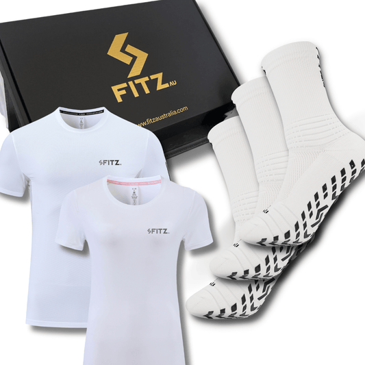 Workout Pack 3 Grip Socks and 1 Free Active Shirt - Gift Box - FITZ AUSTRALIA