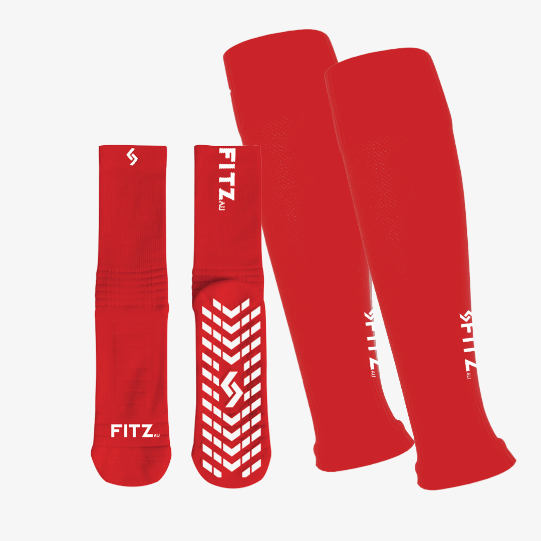 Player Pack Grip Socks + Leg  Sleeves Red